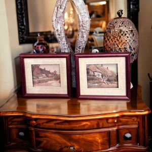 Vintage Pair of John Ellam Studios Framed De'coupage Art